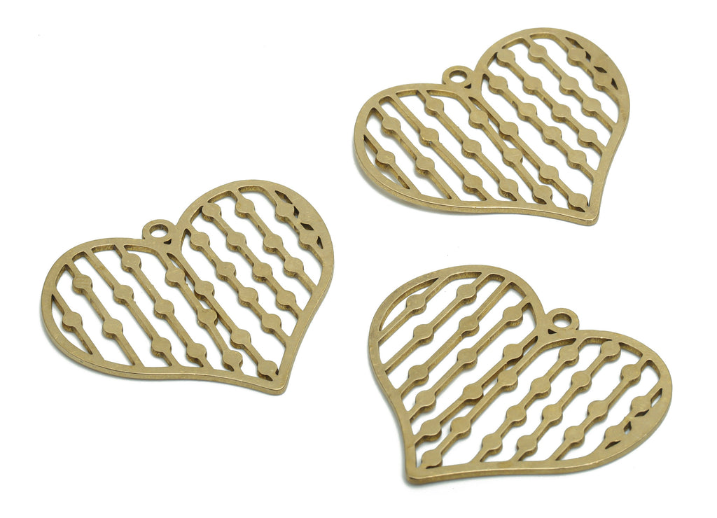 Brass Bubble Heart Earring Charms - Raw Brass Bubble Heart Pendant - Jewelry Making Supplies - 35.04x30.95x0.88mm - PPA1328 - DOMEDBAZAAR