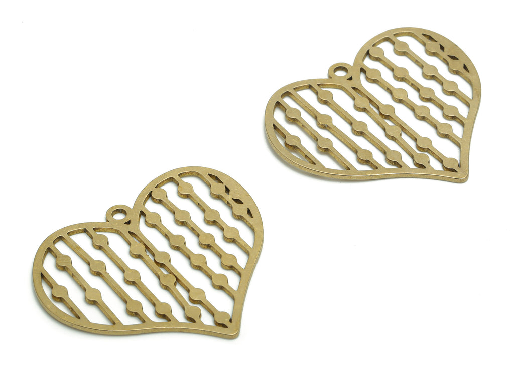 Brass Bubble Heart Earring Charms - Raw Brass Bubble Heart Pendant - Jewelry Making Supplies - 35.04x30.95x0.88mm - PPA1328 - DOMEDBAZAAR