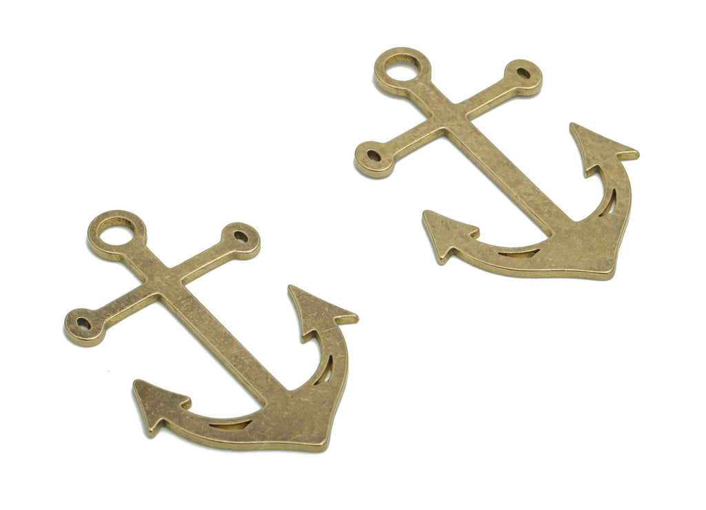 Brass Cross Anchor Earring Charms - Raw Brass Anchor Cross Pendant - DIY Jewelry Making Supplies - 31.83x20.71x0.88mm - PPA2068 - DOMEDBAZAAR