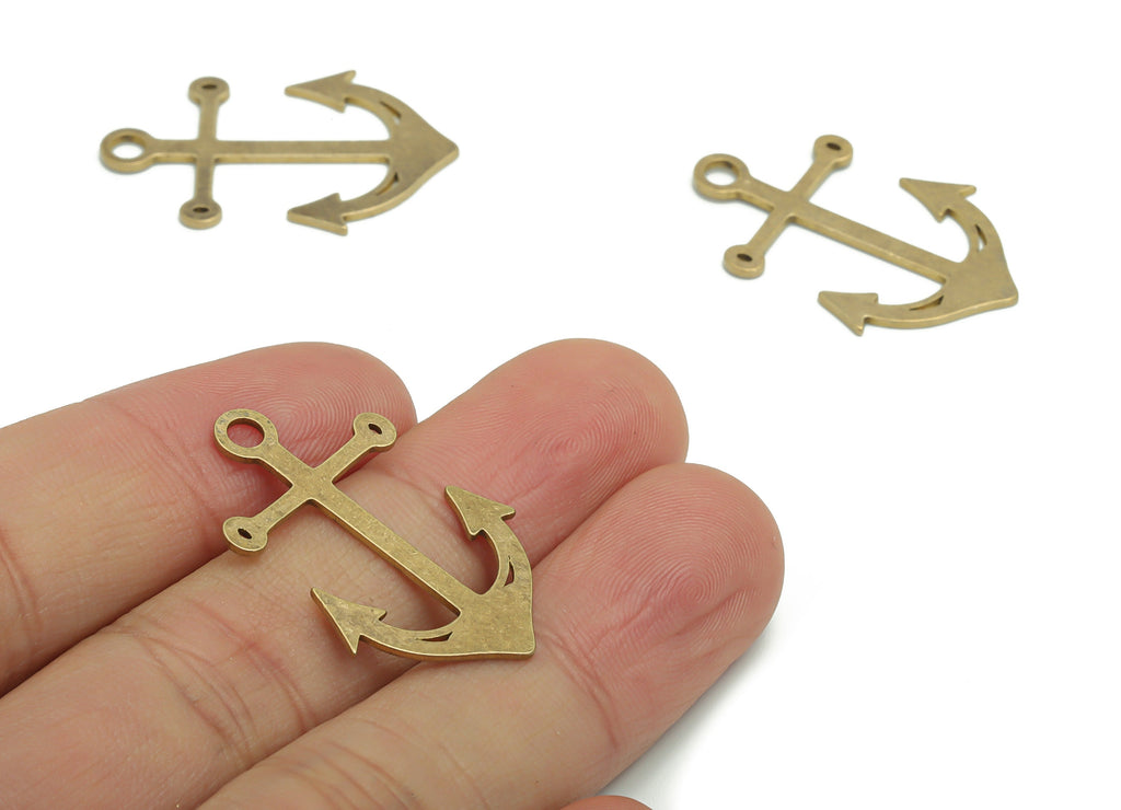 Brass Cross Anchor Earring Charms - Raw Brass Anchor Cross Pendant - DIY Jewelry Making Supplies - 31.83x20.71x0.88mm - PPA2068 - DOMEDBAZAAR
