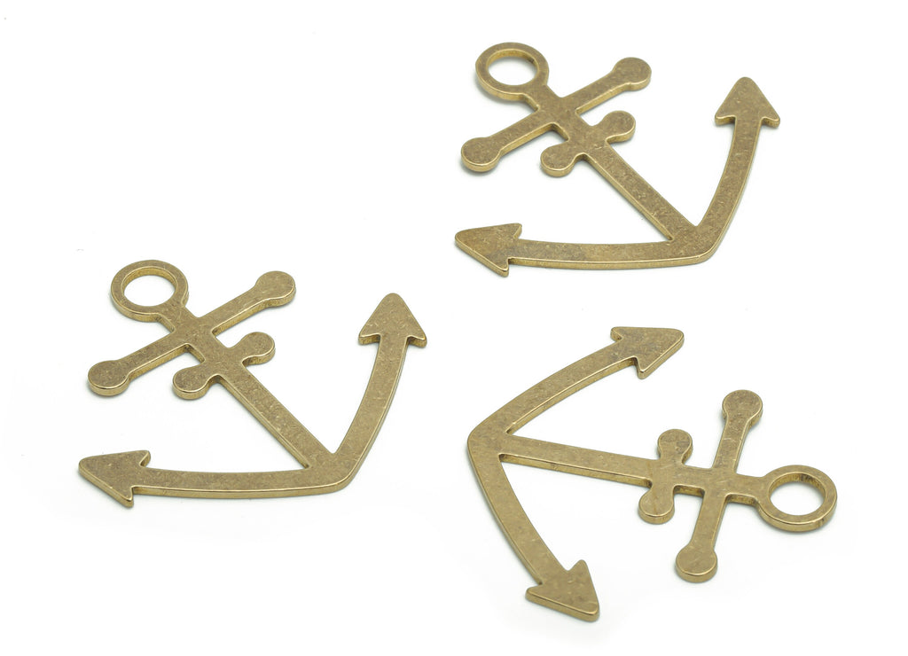 Brass Cross Anchor Earring Charms - Raw Brass Anchor Cross Pendant - DIY Jewelry Making Supplies - 31.44x30.15x0.93mm - PPA2072 - DOMEDBAZAAR