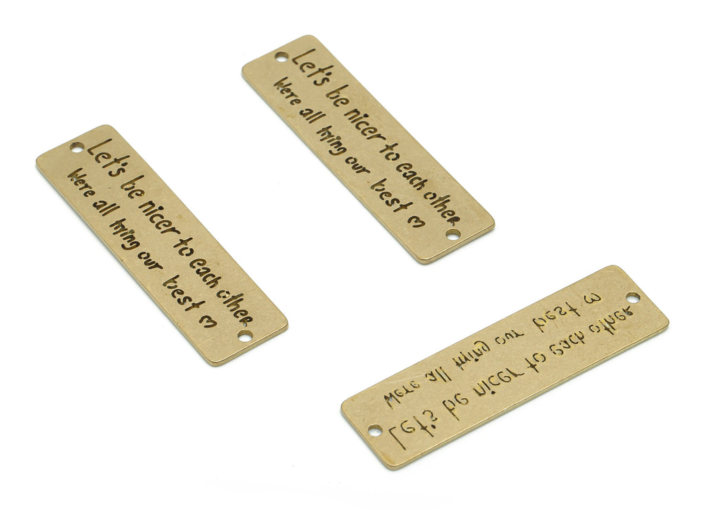 Brass Let&#39;s Be Nicer To Each Other Were All Frying Our Best  Earring Connector - Raw Brass Rectangle Pendant - 36.87x10.43x0.76mm - PPZ0132 - DOMEDBAZAAR