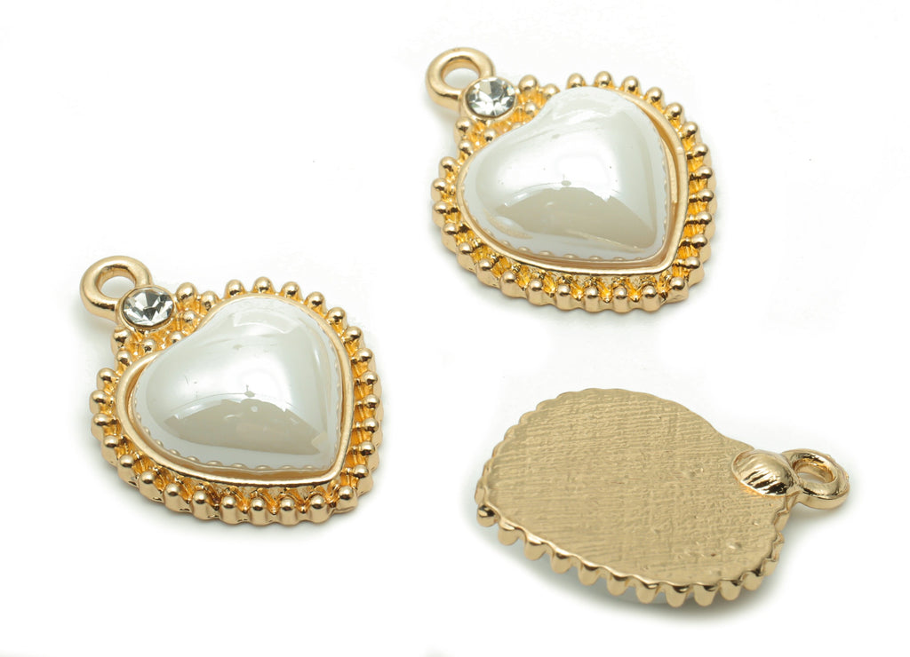 Ceramics Heart Earring Charms - Alloy Heart Pendant - KC Gold Tone Plated Brass – Jewelry Making Supplies - 22.57x16.29x6.15mm – NS1558 - DOMEDBAZAAR
