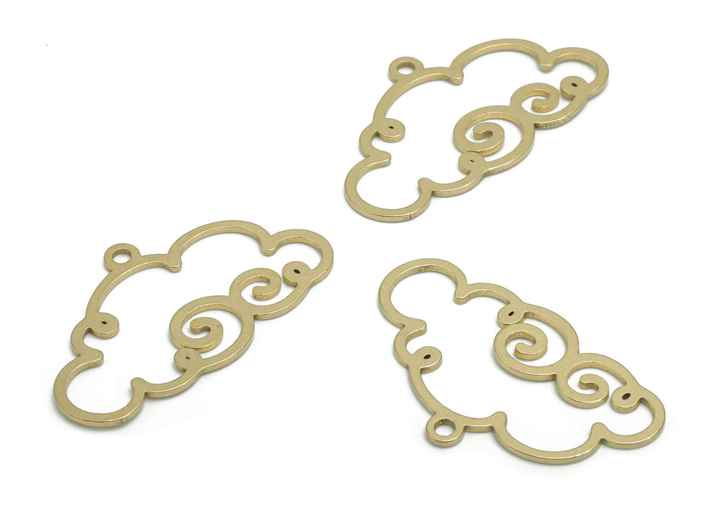 Brass Cloud Earring Charms - Raw Brass Could Pendant - DIY Jewelry Making Supplies - 34.75x20.49x0.87mm - PPZ0031 - DOMEDBAZAAR