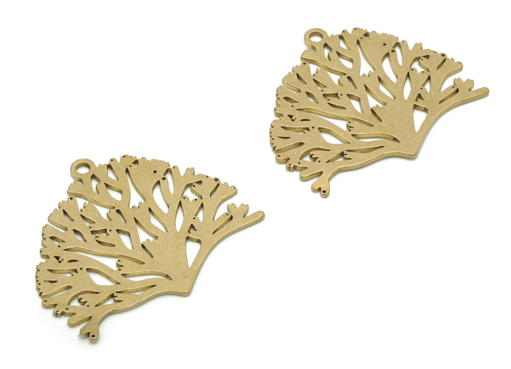Brass Coral Earring Charms - Raw Brass Coral Pendant - DIY Jewelry Making Supplies - 34.73x30.02x0.85mm - PPA1133 - DOMEDBAZAAR