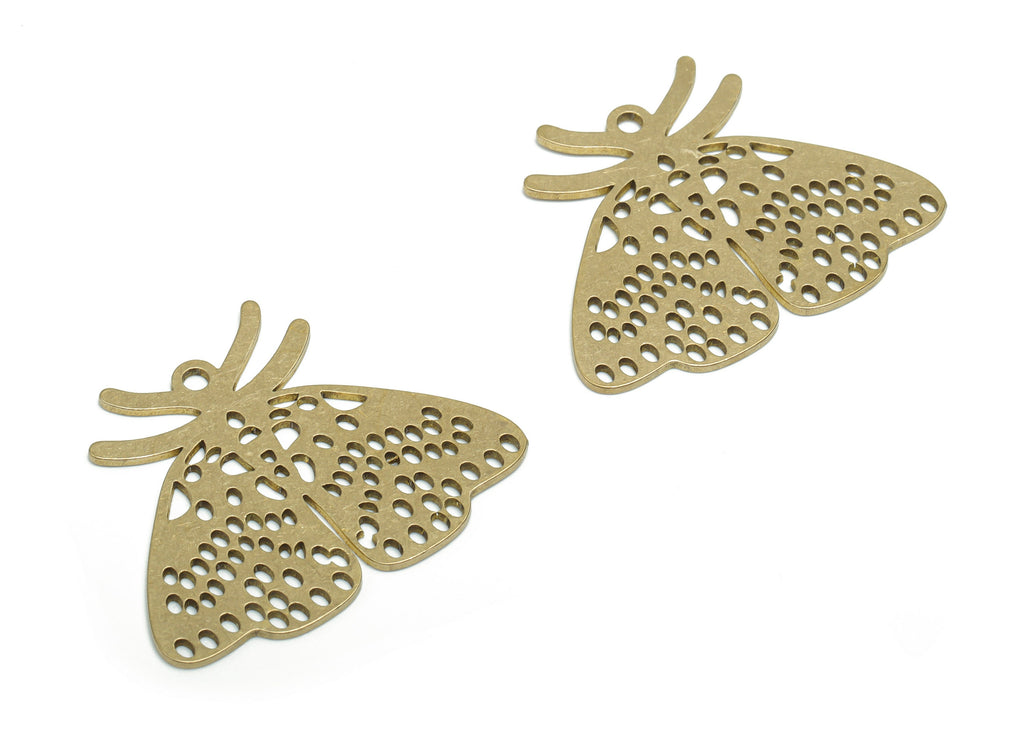 Brass Bubble Moth Earring Charms - Raw Brass Bubble Moth Pendant - DIY Jewelry Making Supplies - 33.81x27.13x0.83mm - PPA1313 - DOMEDBAZAAR