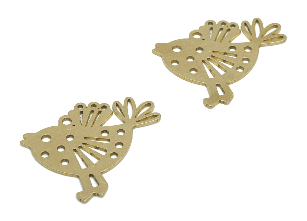 Brass Bubble Chick Earring Charms - Raw Brass Bubble Chick Pendant - Jewelry Making Supplies - 31.77x28.45x0.88mm - PPA2335 - DOMEDBAZAAR
