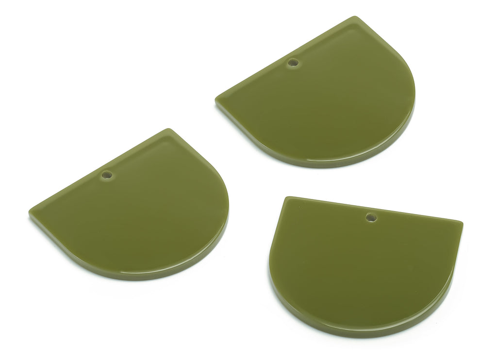Acrylic Domed Earring Charms - Green Acrylic D Pendant - Jewelry Making Supplies - Color Code: A698 - 33.72x29.39x2.43mm - AC1094-A698 - DOMEDBAZAAR