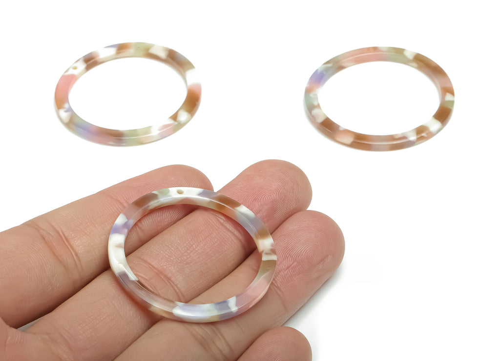 Acetate Hoop Earring Charms - Acetate Circle Pendant - Jewelry Making Supplies - Color Code:A745 - 37.13x37.03x2.64mm - AC1120-A745 - DOMEDBAZAAR