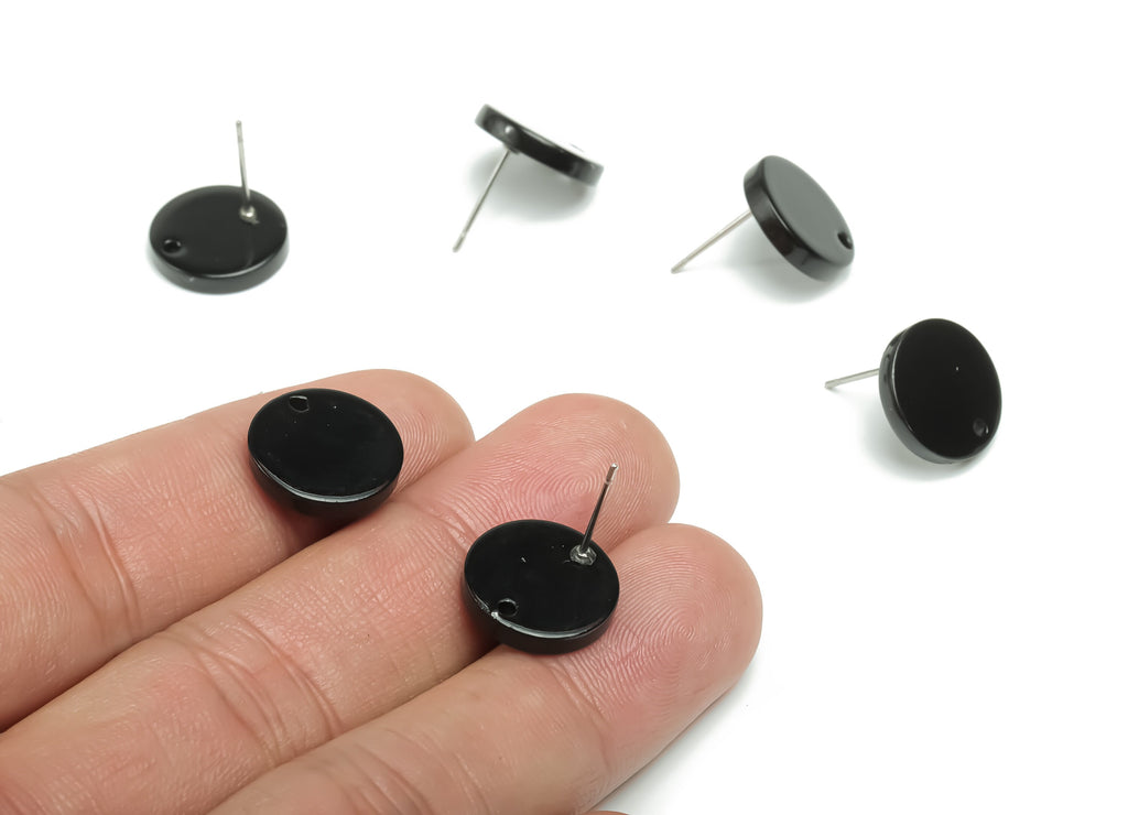 Acetate Round Earring Post - Circle Stud - 316 Stainless Steel Stud - Jewelry Supplies - Color Code: A66 - 13.76x13.85x2.54mm - AC1204-A66 - DOMEDBAZAAR