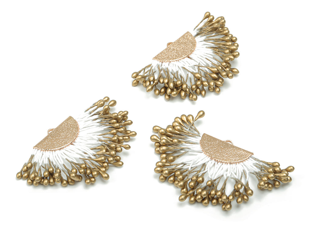 Tassel Semi Circle Earring Charms - Brass Half Moon Earring Charms - Fringe Tassel - JewelrySupplies - 69.18x40.31x3.24mm - TS1122 - DOMEDBAZAAR