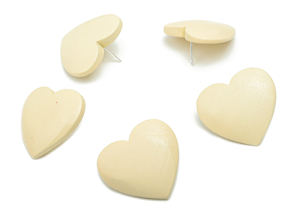 Guger Tree Wood Heart Earring Stud - Guger Tree Wood Heart Post - Silver Plated Brass Stud - Jewelry Supplies - 29.1x26.8x5.19mm - BB1152C - DOMEDBAZAAR