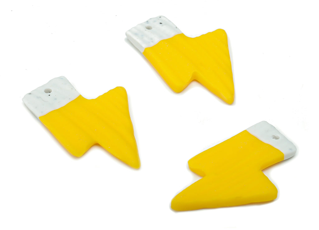 Polymer Clay Thunderbolt Lightning Earring Charms - Polymer Clay Lightning Pandant - Jewelry Handmade Making - 28.8x18.57x2.43mm - PC2325 - DOMEDBAZAAR