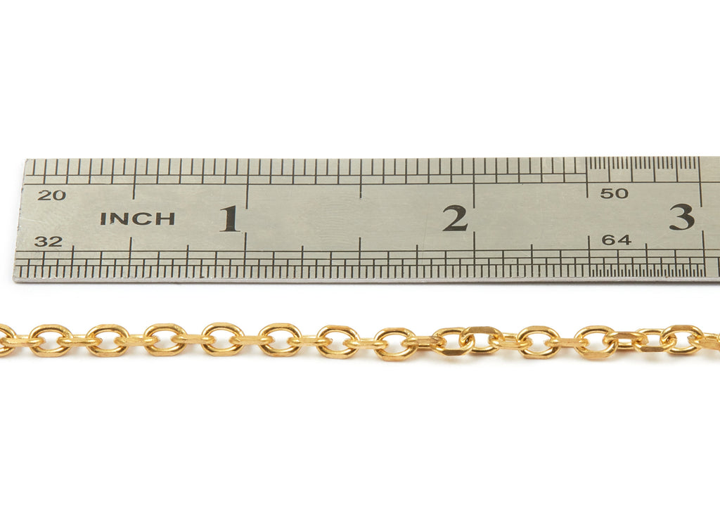 Flat Cable Chain - Raw Brass Faceted Chain- Open Link Mini Cable Chain - Faceted Cable Chain - for Necklace Bracelet - 5*3.5mm - CC1132 - DOMEDBAZAAR
