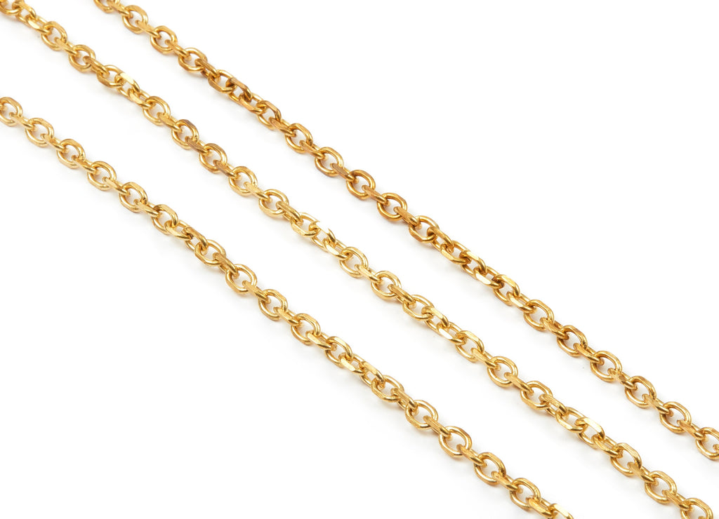 Flat Cable Chain - Raw Brass Faceted Chain- Open Link Mini Cable Chain - Faceted Cable Chain - for Necklace Bracelet - 5*3.5mm - CC1132 - DOMEDBAZAAR