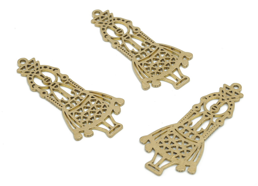 Brass Woman Robot Earring Charms - Raw Brass Woman Robot Pendant - DIY Jewelry Making Supplies - 37.78x18.28x0.84mm - PPA2302 - DOMEDBAZAAR