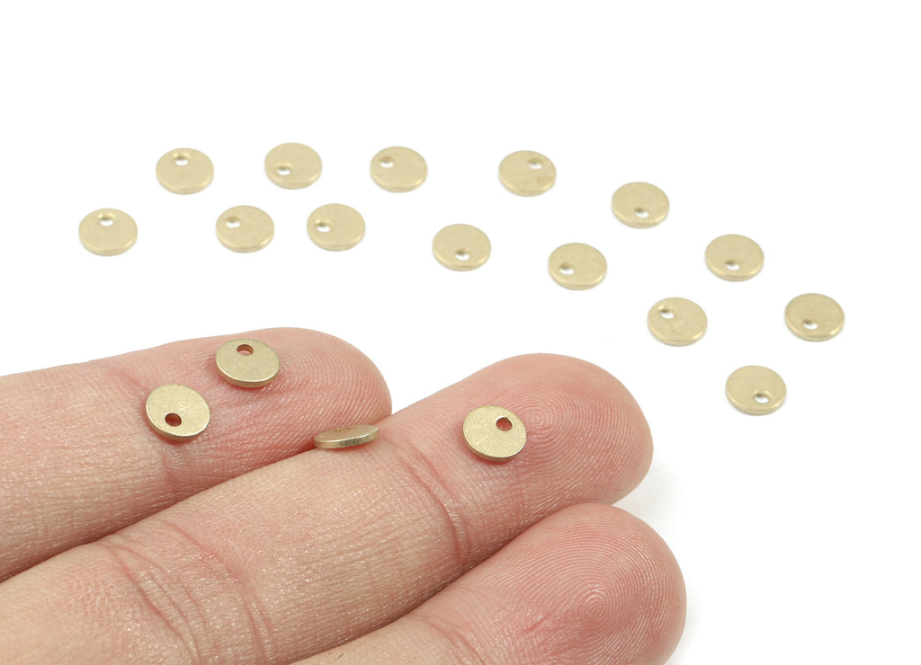 Brass Mini Circle Earring Charms  - Raw Brass Mini Round Pendant - Jewelry Making Supplies - 5.48x5.48x0.79mm - PP3468 - DOMEDBAZAAR