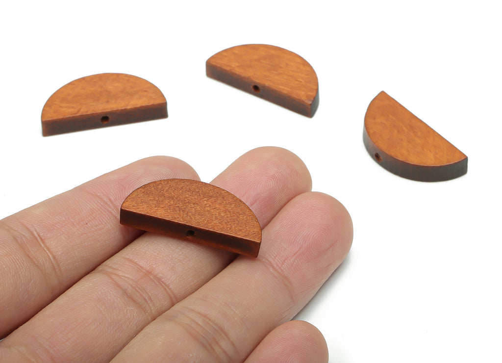 Poplar Plywood Semicircle Earring Connectors - Poplar Plywood Half Moon Pendant - DIY Jewelry Making Supplies - 27.94x13.06x4.52mm - BB1158 - DOMEDBAZAAR