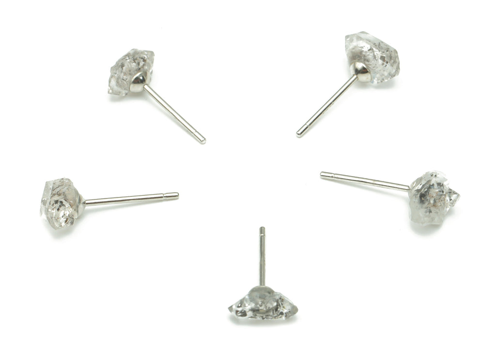 Sterling Silver Spirit Diamond Stud Earrings - Irregular Natural Stone Post - 925 Silver Earrings - Minimalist Style - 6.8x4.5x4.3m – SI1003 - DOMEDBAZAAR