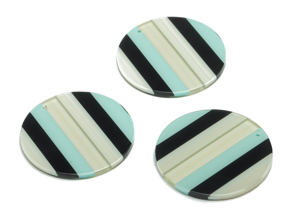 PVC Round Earring Charms - PVC Circle Pendant - Jewelry Making Supplies - Color Code: A812 - 35.09x35.04x2.32mm - AC2416-A812 - DOMEDBAZAAR