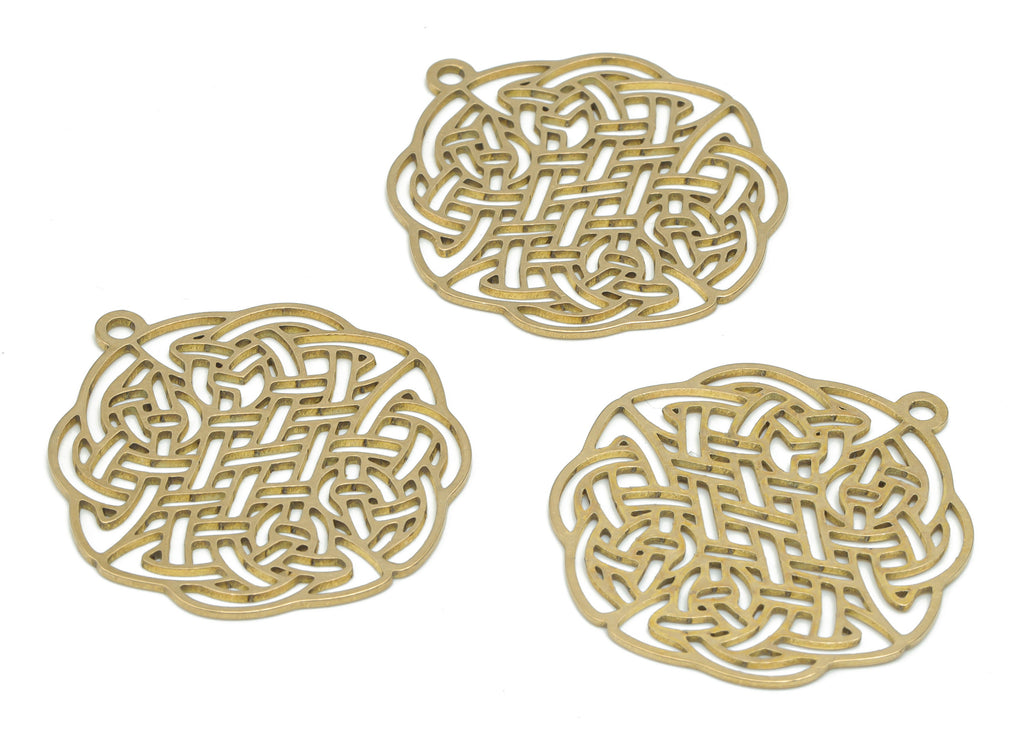 Brass Botanical Flowers Earring Charms - Raw Brass Flowers Pendant - DIY Jewelry Making Supplies - 34.76x31.96x0.76mm - PPA2610 - DOMEDBAZAAR