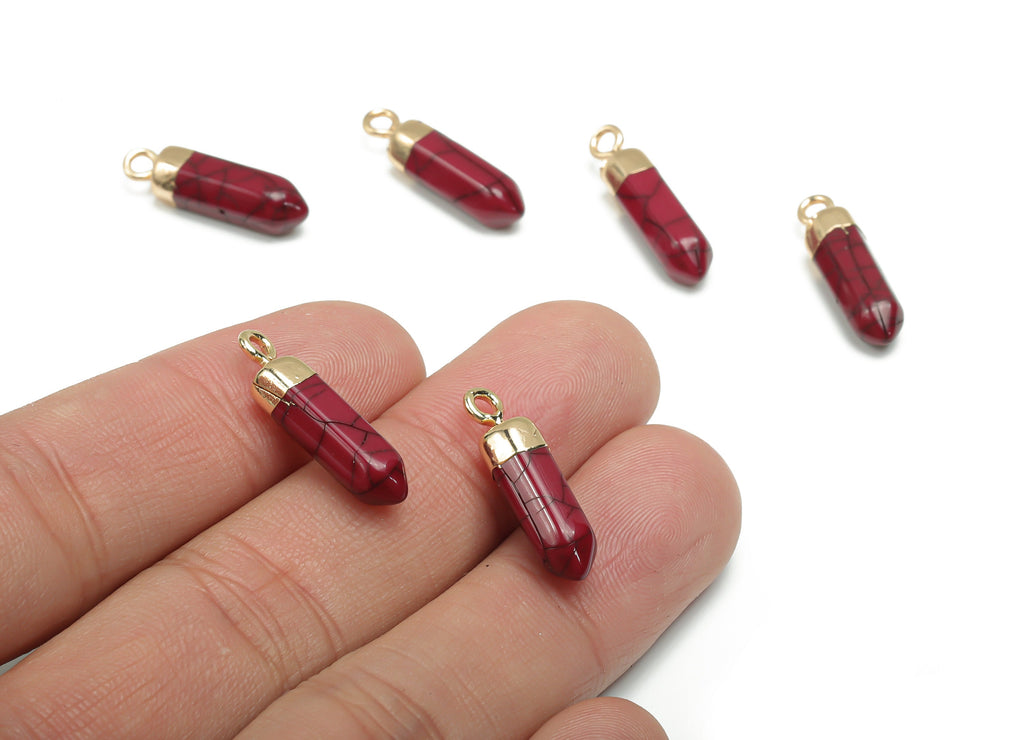 Resin Stick Earring Charms - Brass Spike Stick Pendant - Gold Tone Plated Brass – Jewelry Making Supplies - 22.23x5.75x5.75mm - RC1208D - DOMEDBAZAAR