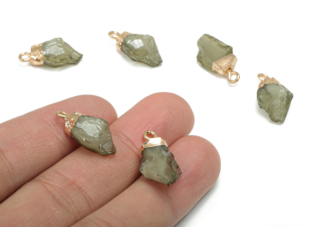 Resin Irregular Earring Charms - Brass Irregular Pendant - Gold Tone Plated Brass – Jewelry Making Supplies - 20.61x11.24x6.13mm - RC1202B - DOMEDBAZAAR