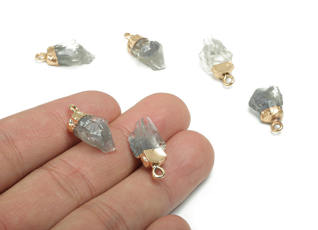 Resin Irregular Earring Charms - Brass Irregular Pendant - Gold Tone Plated Brass – Jewelry Making Supplies - 20.44x11.53x6mm - RC1202A - DOMEDBAZAAR