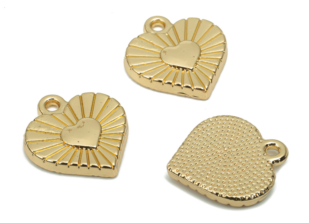Zinc Alloy Heart Earring Charms - Alloy Heart Pendant - Gold Tone Plated Alloy - Jewelry Making Supplies - 17.1x15.42x2.5mm - ZZ1988 - DOMEDBAZAAR