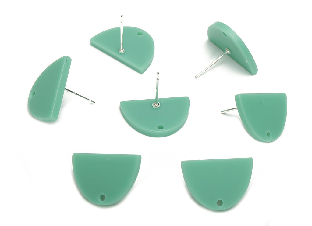 Acrylic Domed Earring Stud – Matte Acrylic D Earring Post - Silver Plated Cupronickel Stud - Jewelry Supplies - 16.61x16.51x2.12mm - AC2427C - DOMEDBAZAAR