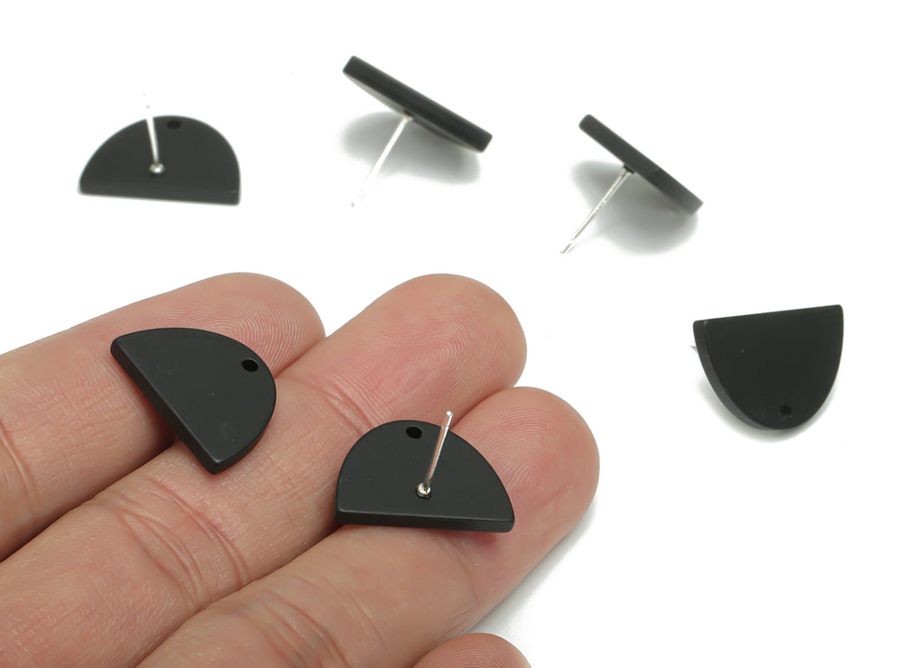 Acrylic Domed Earring Stud – Matte Acrylic D Earring Post - Silver Plated Cupronickel Stud - Jewelry Supplies - 16.61x16.51x2.12mm - AC2427D - DOMEDBAZAAR