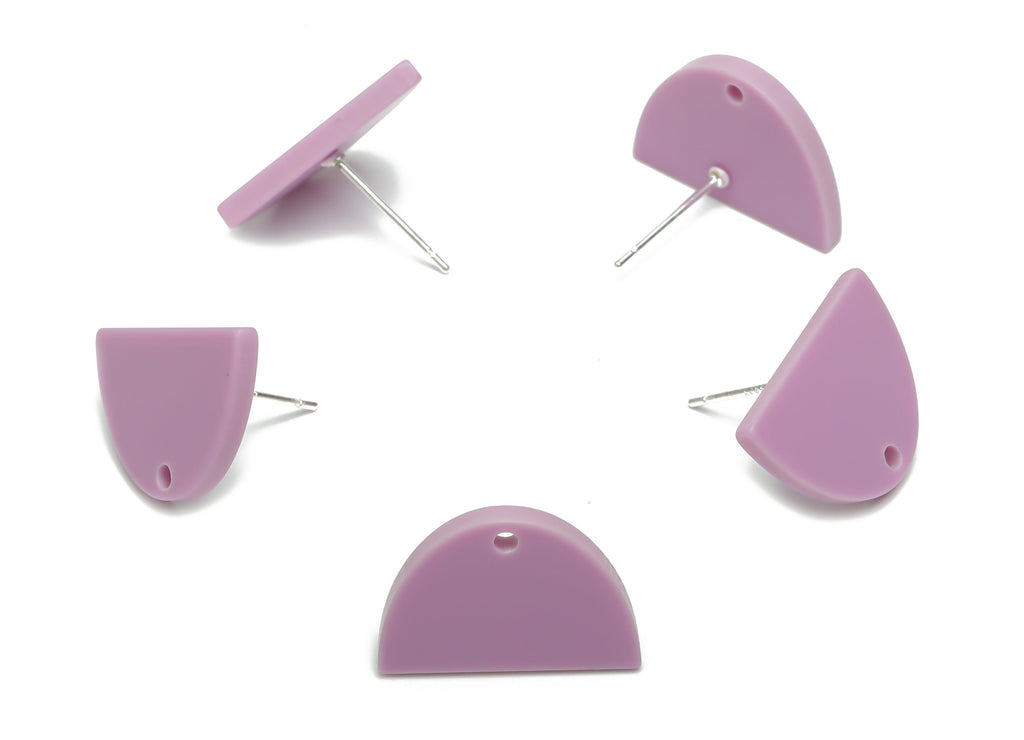 Acrylic Domed Earring Stud – Matte Acrylic D Earring Post - Silver Plated Cupronickel Stud - Jewelry Supplies - 16.61x16.51x2.12mm - AC2427B - DOMEDBAZAAR