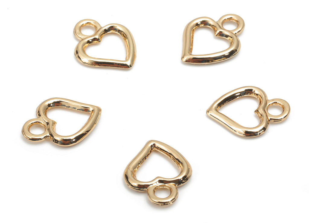 Zinc Alloy Hollow Heart Earring Charms - Alloy Heart Pendant - Gold Tone Plated Alloy - Jewelry Making Supplies - 15.06x11.79x2.1mm - ZZ1994 - DOMEDBAZAAR