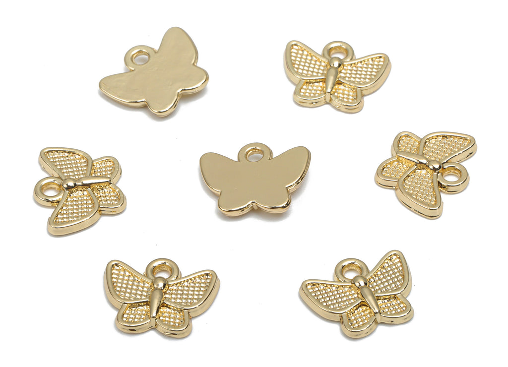 Zinc Alloy Butterfly Earring Charms - Alloy Butterfly Pendant - Gold Tone Plated Alloy - Jewelry Making Supplies - 15.06x11.8x2.1mm - ZZ1981 - DOMEDBAZAAR