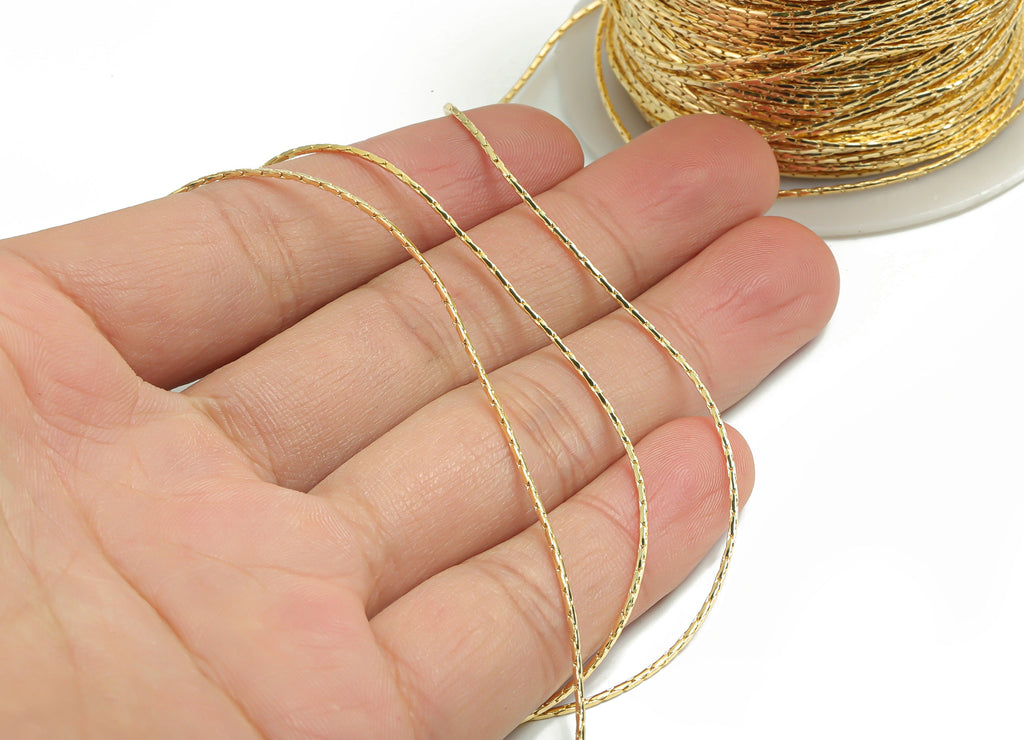 Tiny Snake Chain - 18K Real Gold Plated Brass Chain - Mini Snake Chain 0.04&quot; - for Necklace Bracelet Earing Jewellery Making - RGP4293 - DOMEDBAZAAR