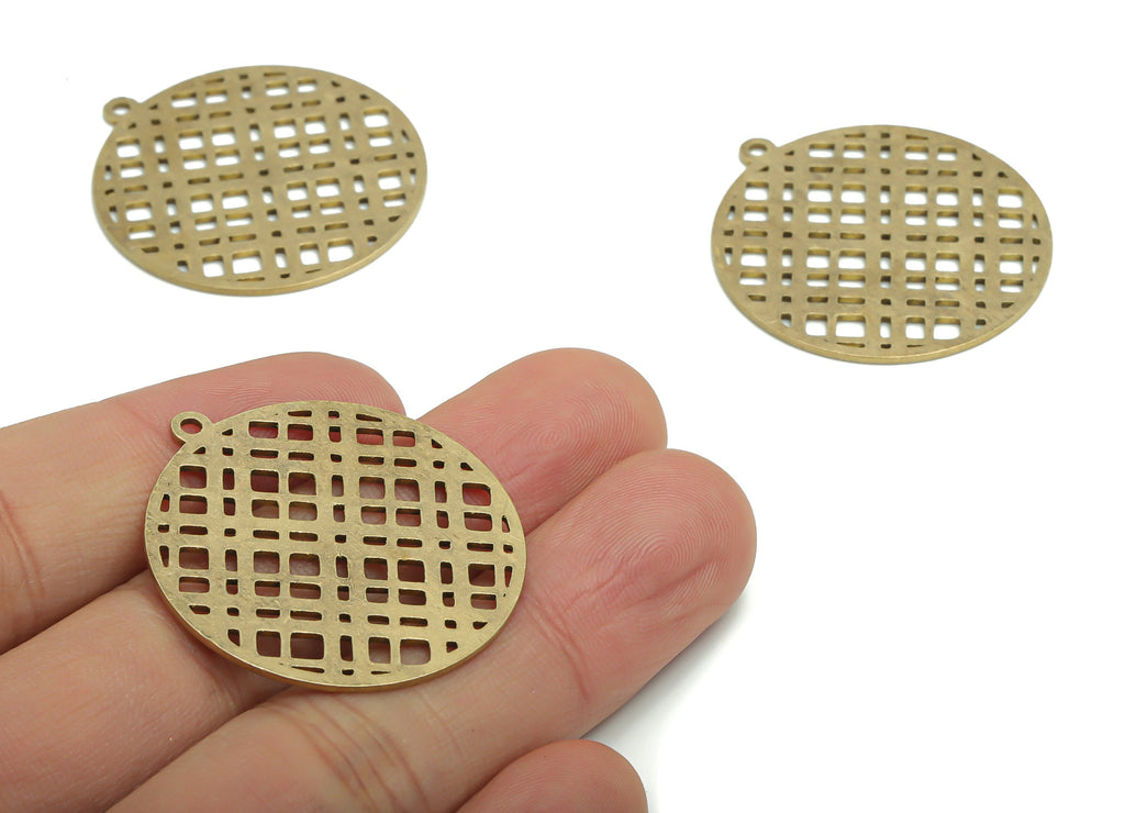 Brass Bubble Round Earring Charms - Raw Brass Bubble Circle Pendant - Jewelry Making Supplies - 35.77x33x0.88mm - PPA2261 - DOMEDBAZAAR