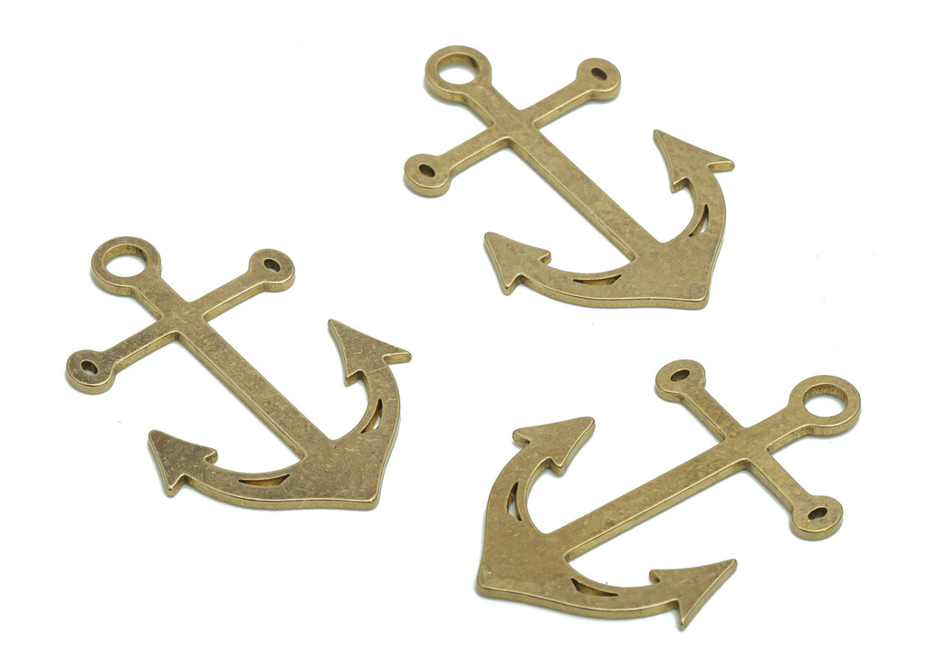 Brass Cross Anchor Earring Charms - Raw Brass Anchor Cross Pendant - DIY Jewelry Making Supplies - 31.83x20.71x0.88mm - PPA2068 - DOMEDBAZAAR