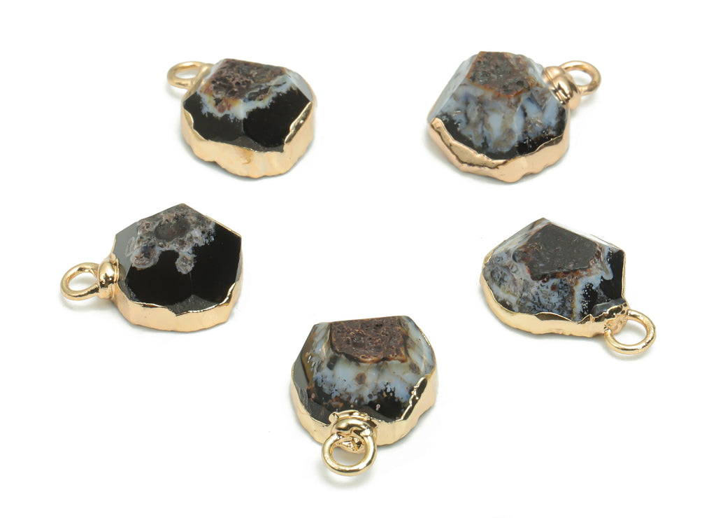 Agate Crystal Irregular Earring Charms - Brass Irregular Pendant - Natural Stone - Gold Tone Plated Brass – 14.49x10.34x7.51mm – NS1622 - DOMEDBAZAAR