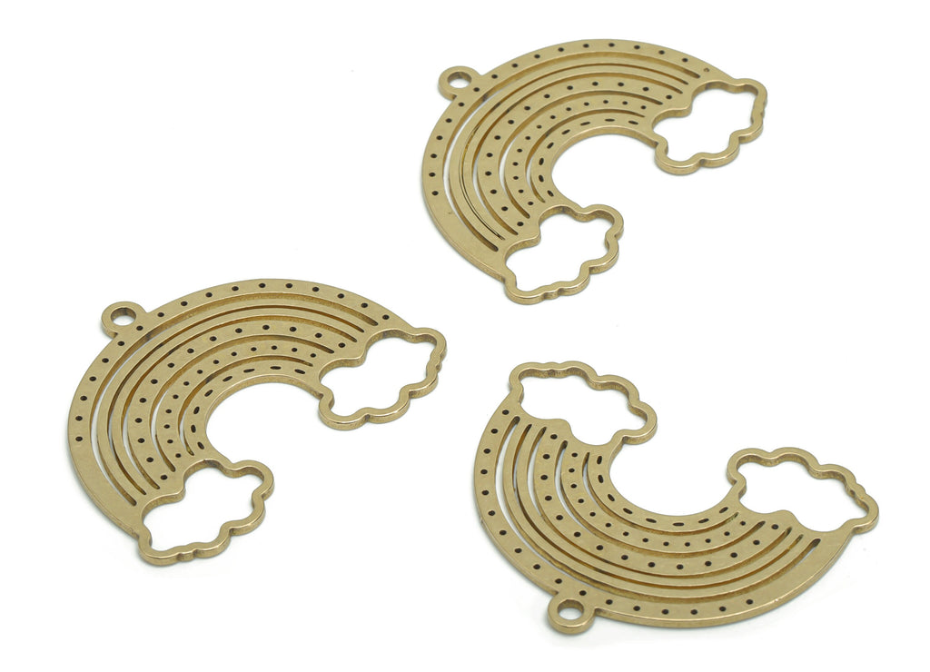 Brass Bubble Rainbow Earring Charms - Raw Brass Bubble Could Pendant - DIY Jewelry Making Supplies - 34.73x26.82x0.92mm - PPZ0035 - DOMEDBAZAAR