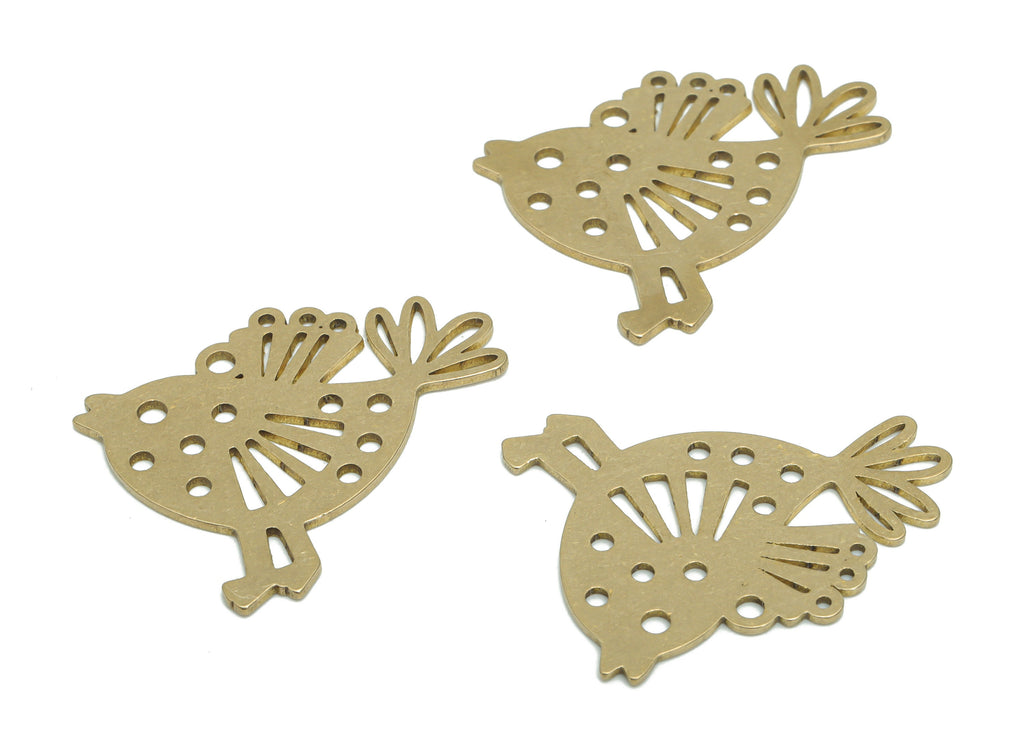 Brass Bubble Chick Earring Charms - Raw Brass Bubble Chick Pendant - Jewelry Making Supplies - 31.77x28.45x0.88mm - PPA2335 - DOMEDBAZAAR