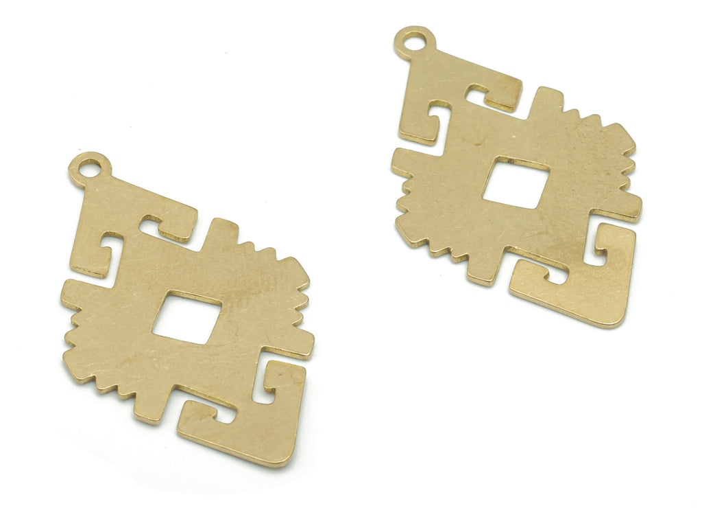 Brass Abstruct Diamond Arrow Floral Motif Charms - Raw Brass Eagle Arrow Rhombus Pendant - Jewelry Supplies - 35.87x21.46x0.68mm - PPA2456 - DOMEDBAZAAR