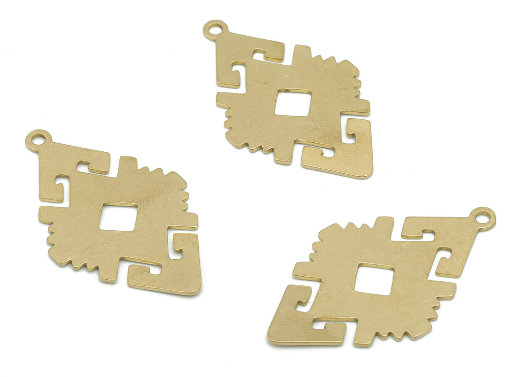 Brass Abstruct Diamond Arrow Floral Motif Charms - Raw Brass Eagle Arrow Rhombus Pendant - Jewelry Supplies - 35.87x21.46x0.68mm - PPA2456 - DOMEDBAZAAR