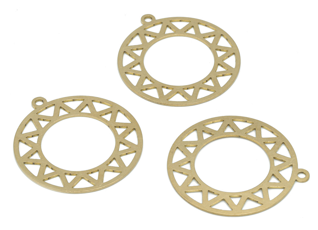 Brass Round Sun Hoop Earring Charms - Raw Brass Sun Circle Pendant - DIY Jewelry Making Supplies - 34.82x31.74x0.63mm - PPA2676 - DOMEDBAZAAR