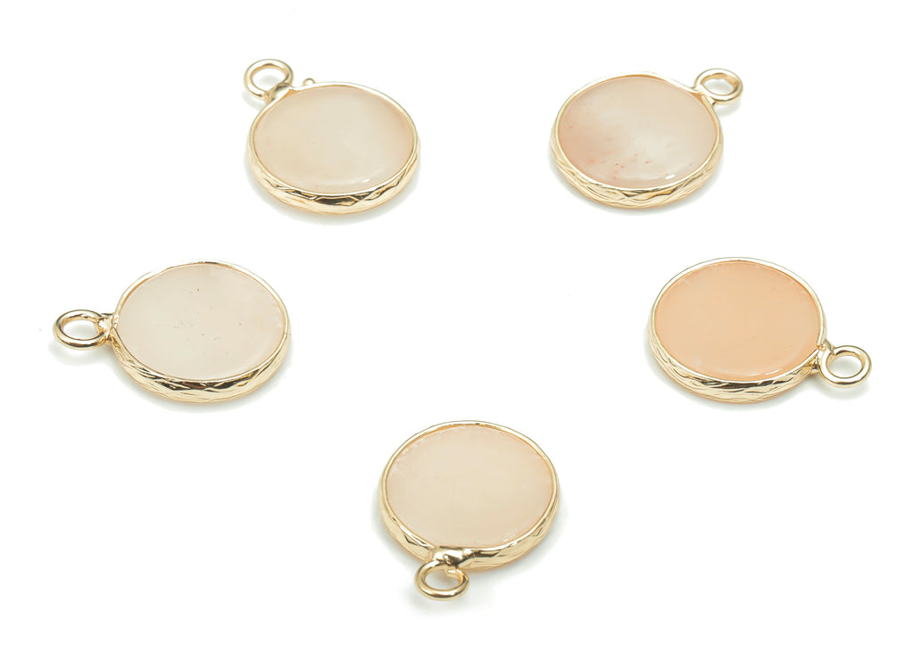 Imperial Topaz Crystal Natural Stone Charms - Brass Circle Pendant - Gold Tone Plated Brass – Jewelry Supplies - 18.43x13.8x2.4mm – NS1639B - DOMEDBAZAAR