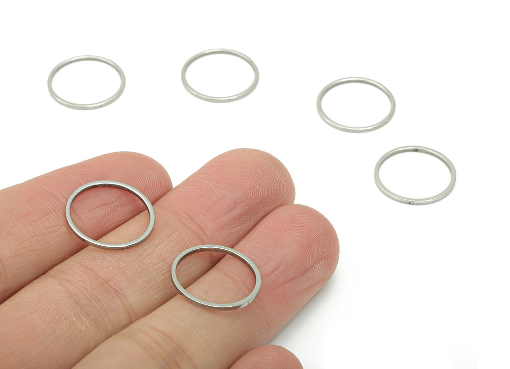 Stainless Steel 201 Round Hoop Connector - 16*1*1mm - Stainless Steel 201 Circle Ring Links - Jewelry Supplies - 13.88x13.88x1mm - SS1367-16 - DOMEDBAZAAR
