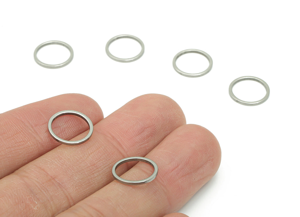 Stainless Steel 201 Round Hoop Connector - 12*1*1mm - Stainless Steel 201 Circle Ring Links - Jewelry Supplies - 11.9x11.9x1mm - SS1367-12 - DOMEDBAZAAR
