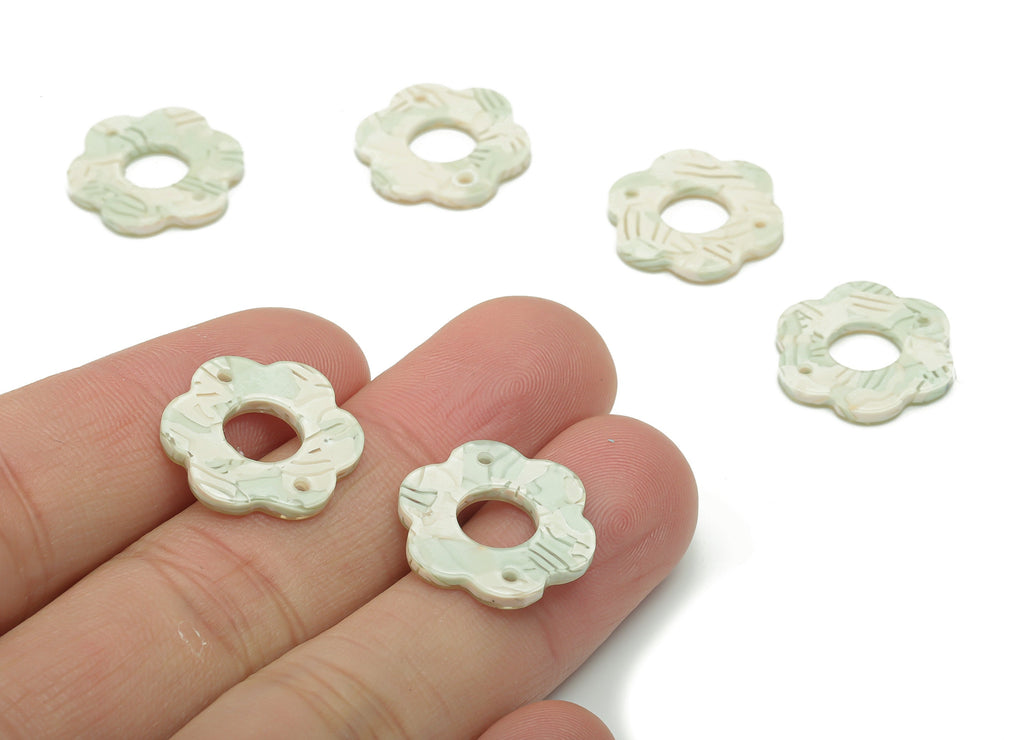 Acrylic Flower Earring Connectors - Acrylic Flower Hoop Pendant - Jewelry Supplies - Color Code: A818 - 17.88x16.5x2.93mm - AC2399-A818-A - DOMEDBAZAAR