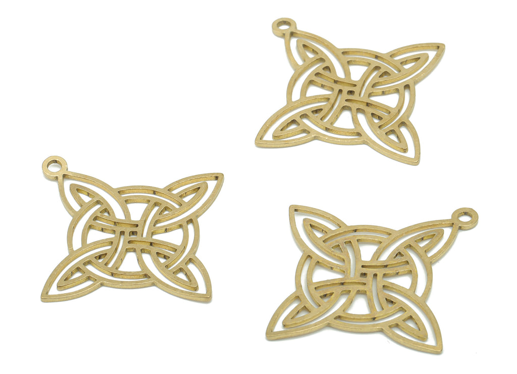 Brass Planet Round Earring Charms - Raw Brass Marquises Flower Star Circle Pendant - DIY Jewelry Making Supplies - 34.77x32x0.78mm - PPA2774 - DOMEDBAZAAR