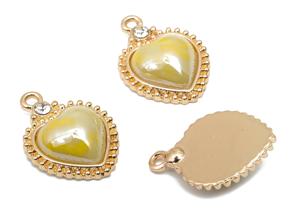 Ceramics Glass Heart Loop Earring Charms - Alloy Heart Pendant - KC Gold Tone Plated Brass – Jewelry Supplies - 22.86x15.56x5.48mm – NS1676A - DOMEDBAZAAR