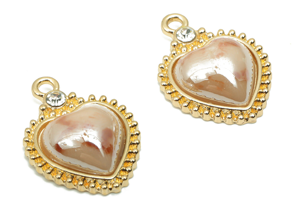 Ceramics Glass Heart Loop Earring Charms - Alloy Heart Pendant - KC Gold Tone Plated Brass – Jewelry Supplies - 22.86x15.56x5.48mm – NS1676C - DOMEDBAZAAR